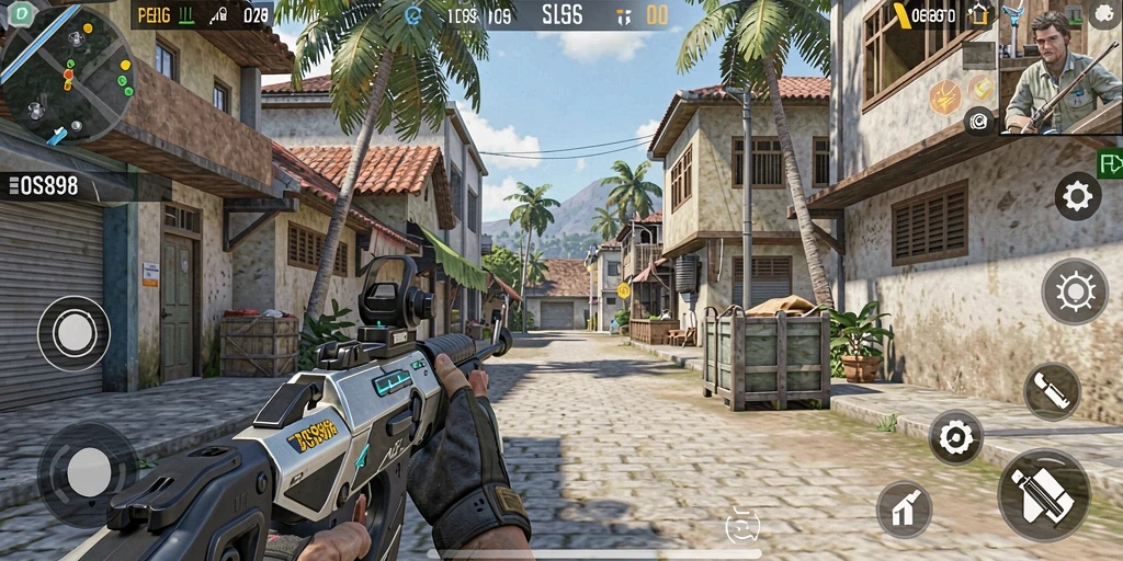 Screenshot menampilkan aksi seru dalam gameplay TPS BOS898.