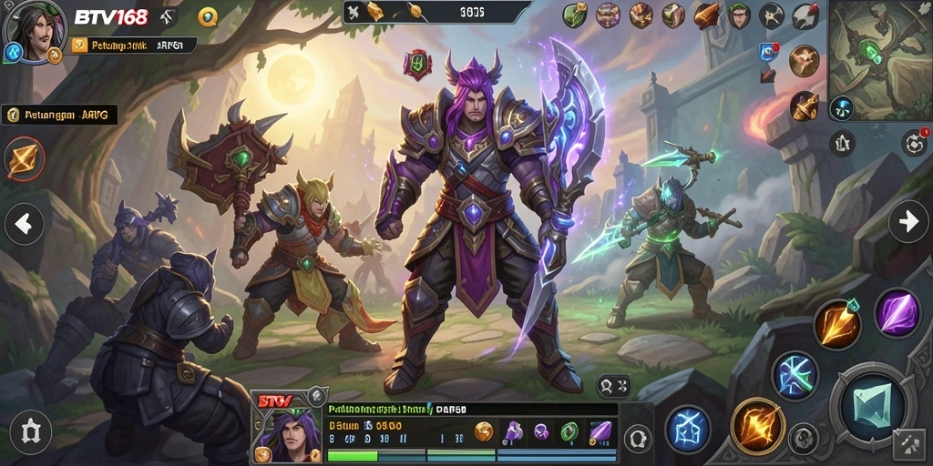 Screenshot utama BTV168 menampilkan pertempuran seru dalam dunia ARPG.