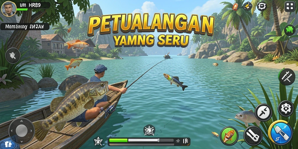 Tampilan gameplay HR89 yang seru saat menangkap ikan.