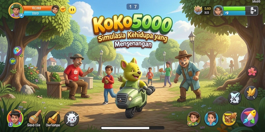 Screenshot gameplay KOKO5000 yang menampilkan interaksi karakter.