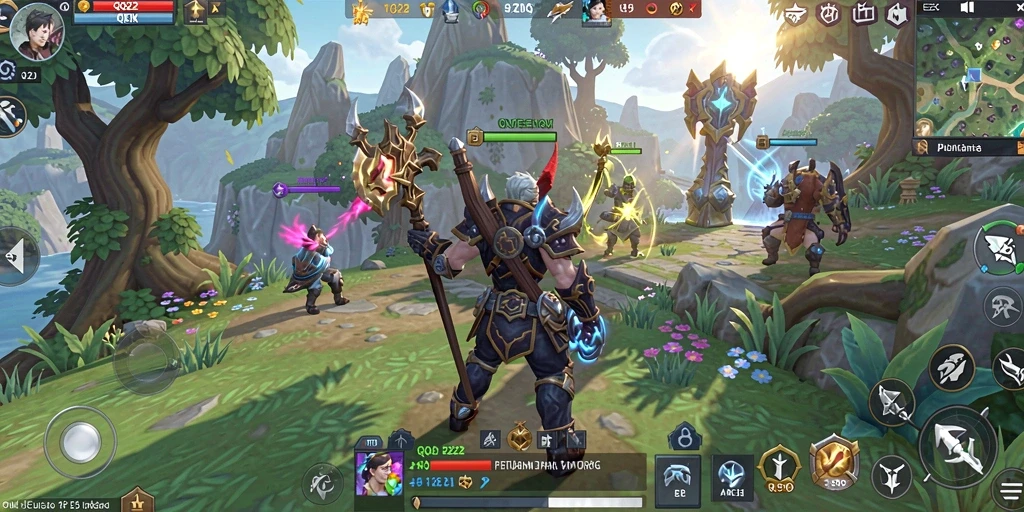 Tangkapan layar gameplay QQ222 menampilkan aksi seru di dunia MMORPG.