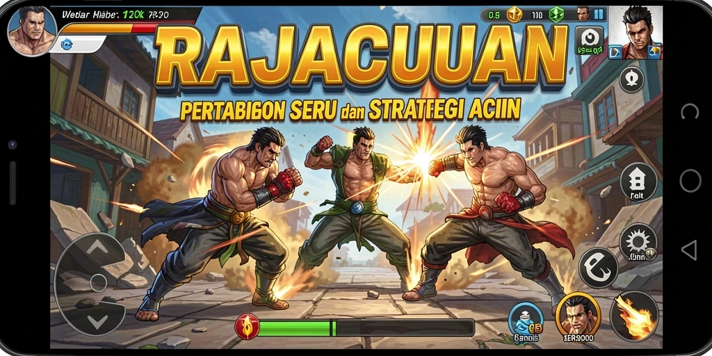 Tampilan seru gameplay pertarungan dalam RAJACUAN.