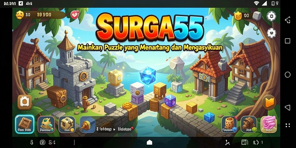 Tampilan gameplay SURGA55 yang menantang dan penuh warna.